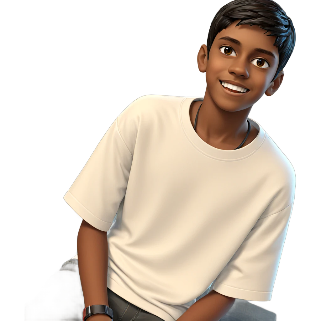 smiling boy in white shirt emoji