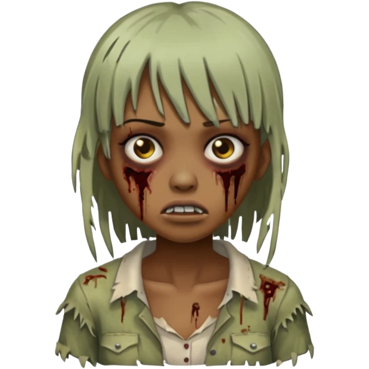menina zumbi de franja e morena emoji