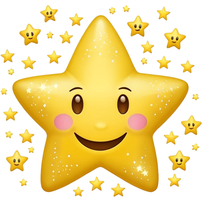 Star with a smiley face surrounded with little stars emoji