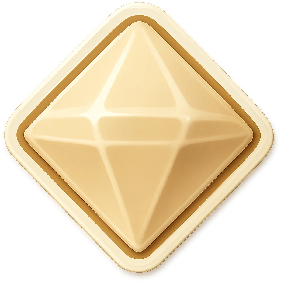 diamond shape carved from ivory. square tilted 45 degrees. full front view emoji