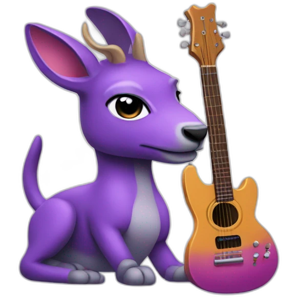 Purple impala animal with guitar emoji