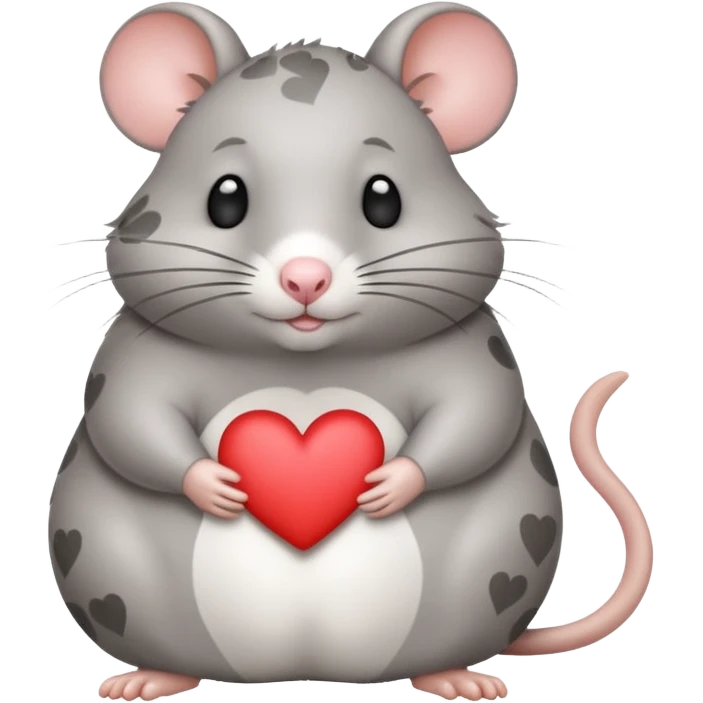 little fat rat with hearts and it should be grey with white spots emoji