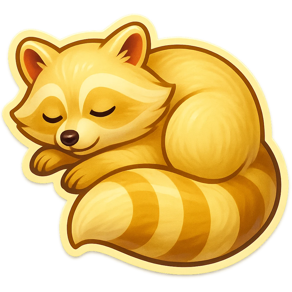 Very Light Blonde raccoon sleeping 2d digital art semi realistic  emoji