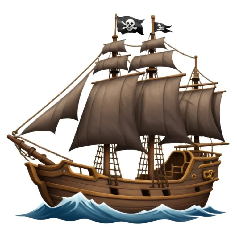 pirate sailing a ship in strome sea background emoji