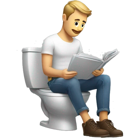 handsome man sitting on the toilet reading a magazine emoji