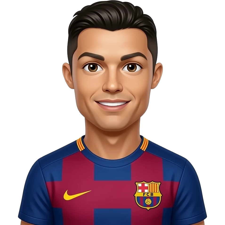 Ronaldo with a Barcelona shirt emoji