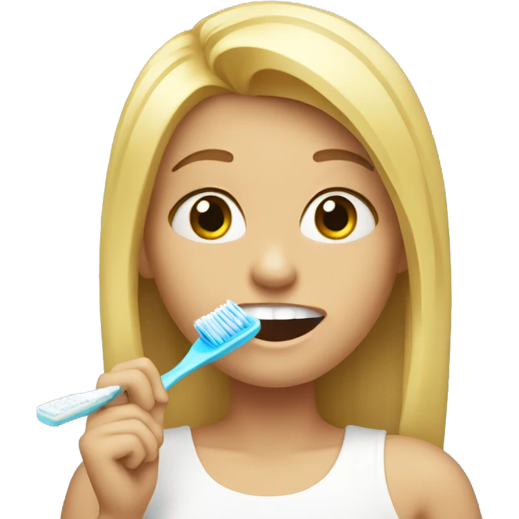 suprised blond girl with a toothbrush emoji