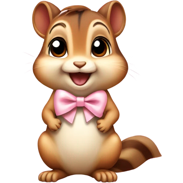 Cute kind Chipmunk with light pink bow emoji
