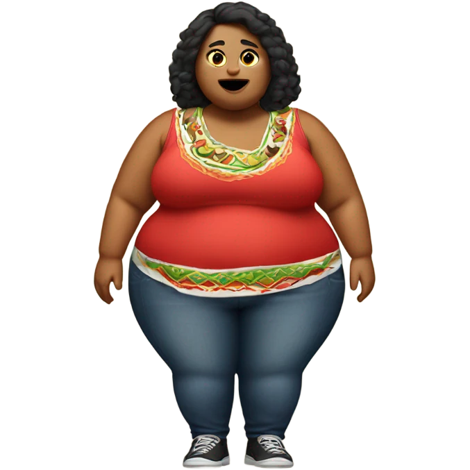 Fat girl with Mexican food  emoji