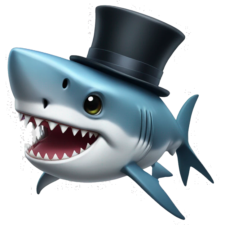 Shark with a top hat emoji