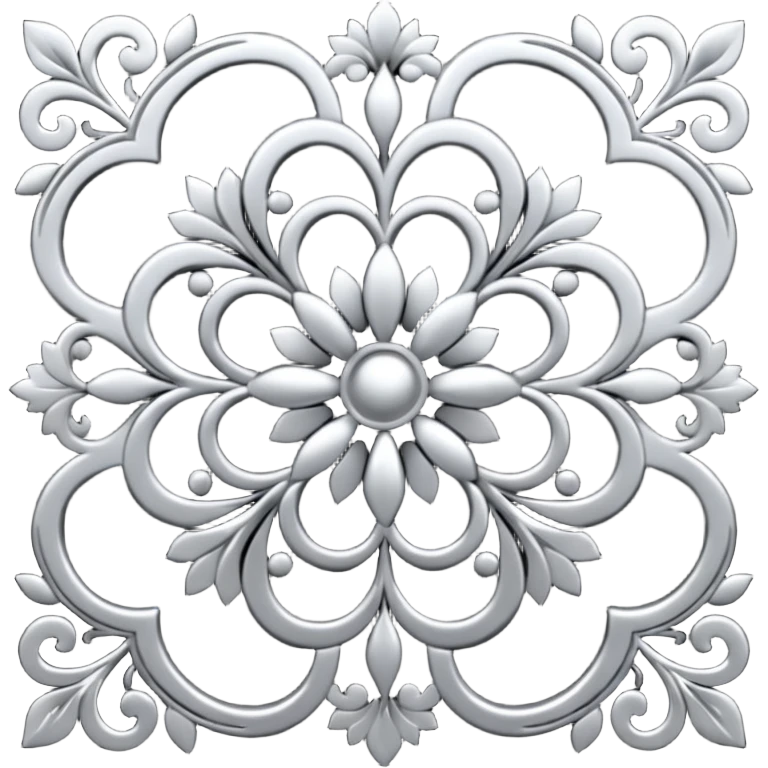 Black and silver filigree design, 3D, extremely detailed design emoji