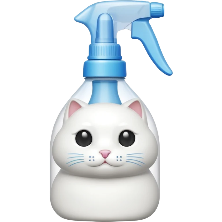 spray bottle with lid shaped like a white cat emoji