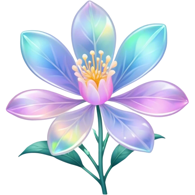 Pastel iridescent transparent luminescent aesthetic flowers emoji
