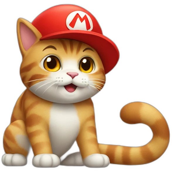 cat with super Mario red hat emoji