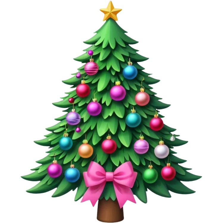 christmas tree with pink bow emoji