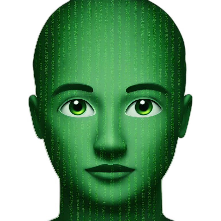Écran noir avec lettres vertes comme matrix emoji