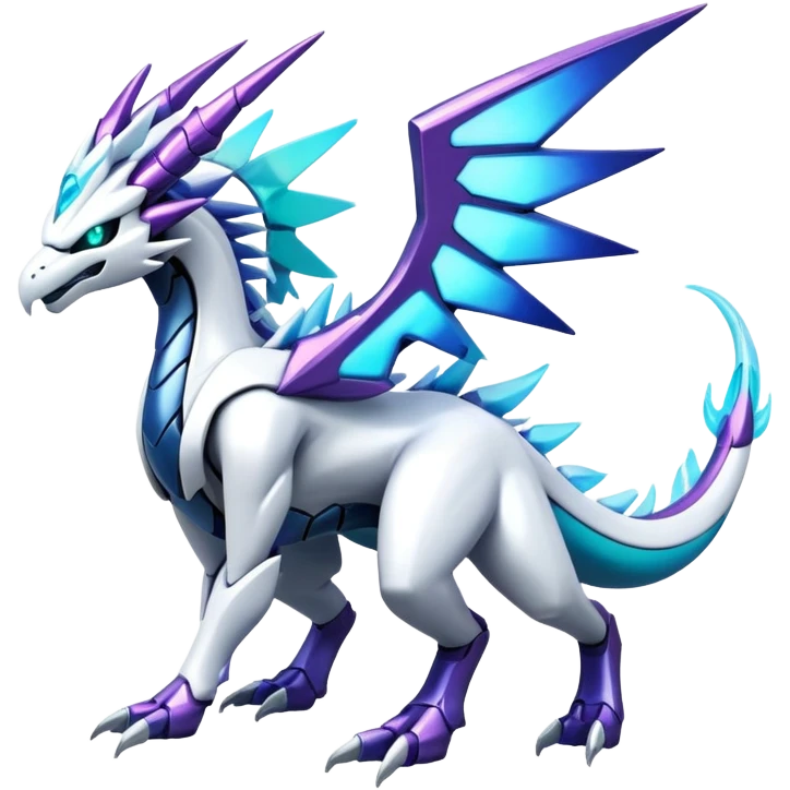 Modern Futuristic Kyurem-reshiram-dialga-Suicune-hybrid, full body emoji