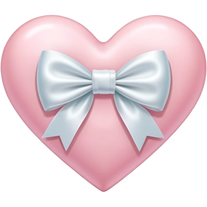 Pastel pink heart with white bow emoji