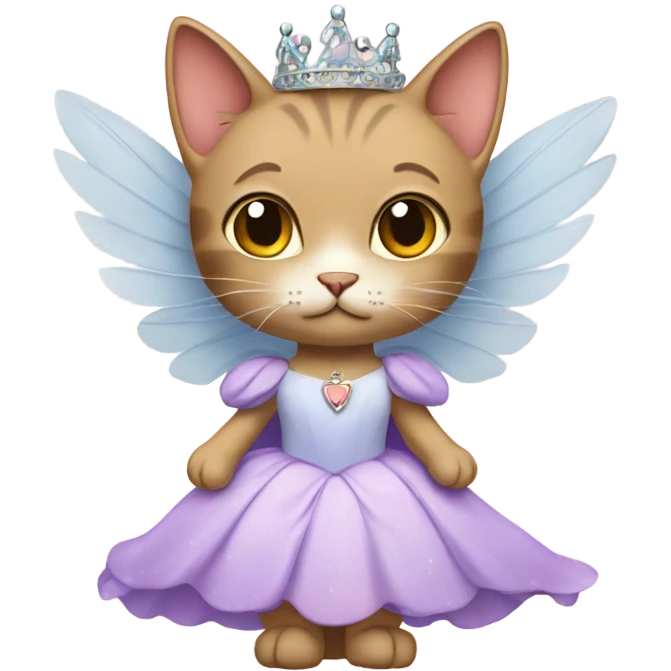 cat wearing a princess dress with fair wings emoji