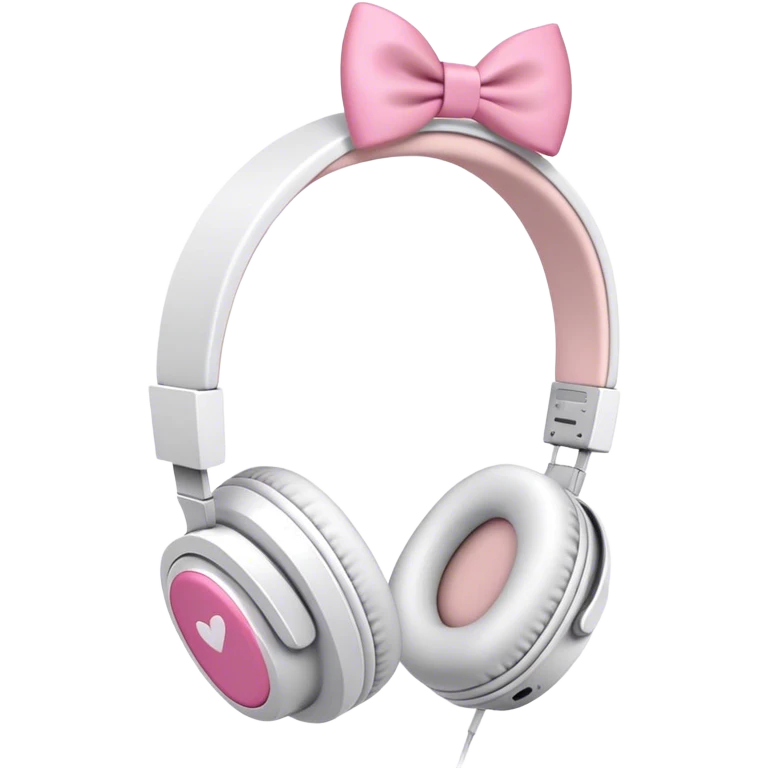 White headphones with pink bow emoji