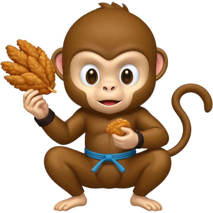 Ninja monkey sitting  eating fried chicken  emoji