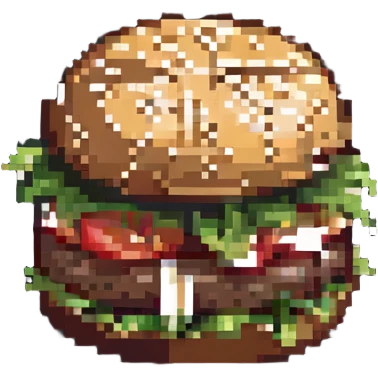 hamburger with sesame seed bun, lettuce, tomato, cheese, and patty emoji