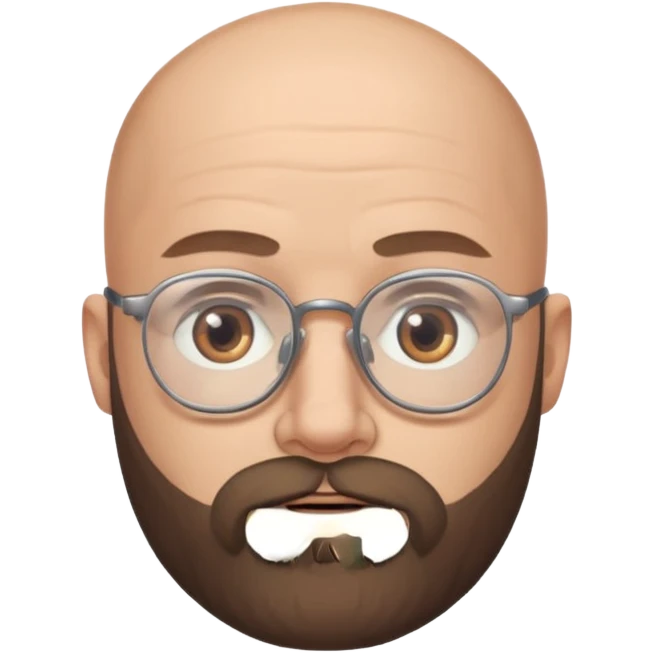 bearded bald man with eyeglasses emoji