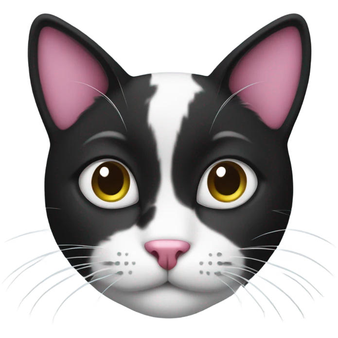 Black and white cat with pink nose emoji