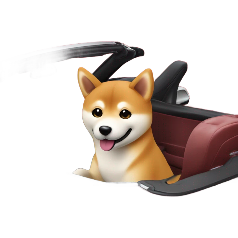 Shiba Inu driving Corvette convertible drinking Coors emoji