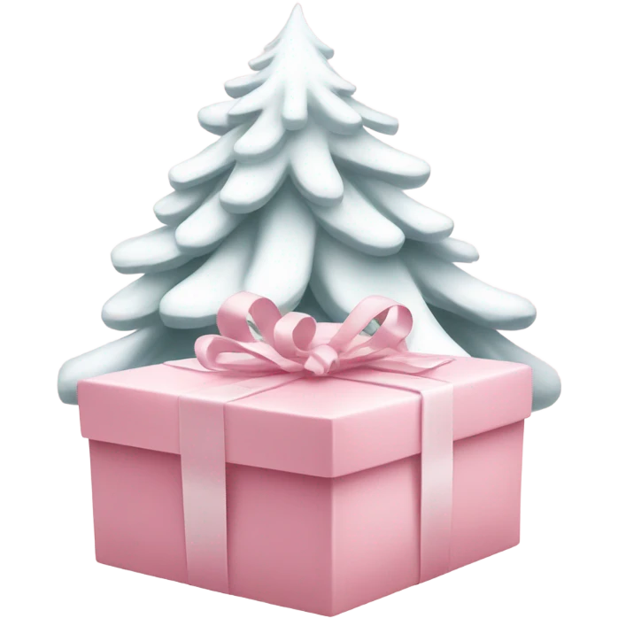 Light pink Christmas gifts under a white Christmas tree  emoji