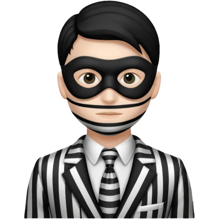 thief with black and white suit with stripes emoji