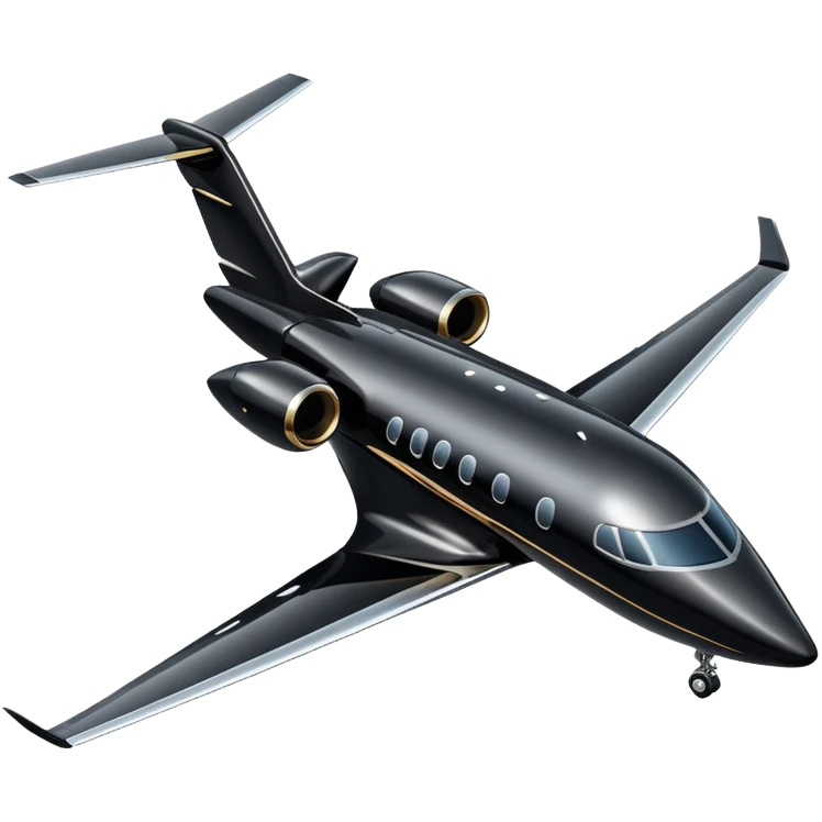 Black private jet with no landing gear exposed emoji