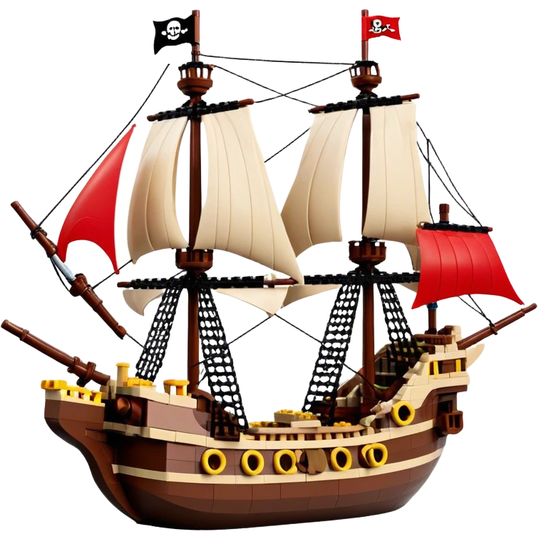 Pirate Ship (Toy) - Lego Pirate Ship (Model Year: 2021) (Iconic colour: Brown with red sails) emoji