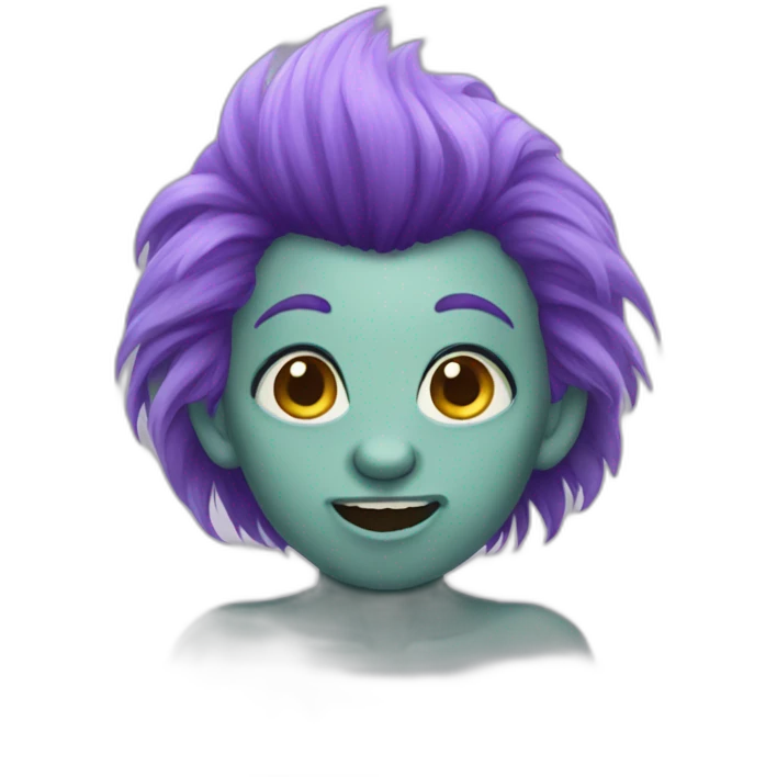 Cute purple hair troll emoji