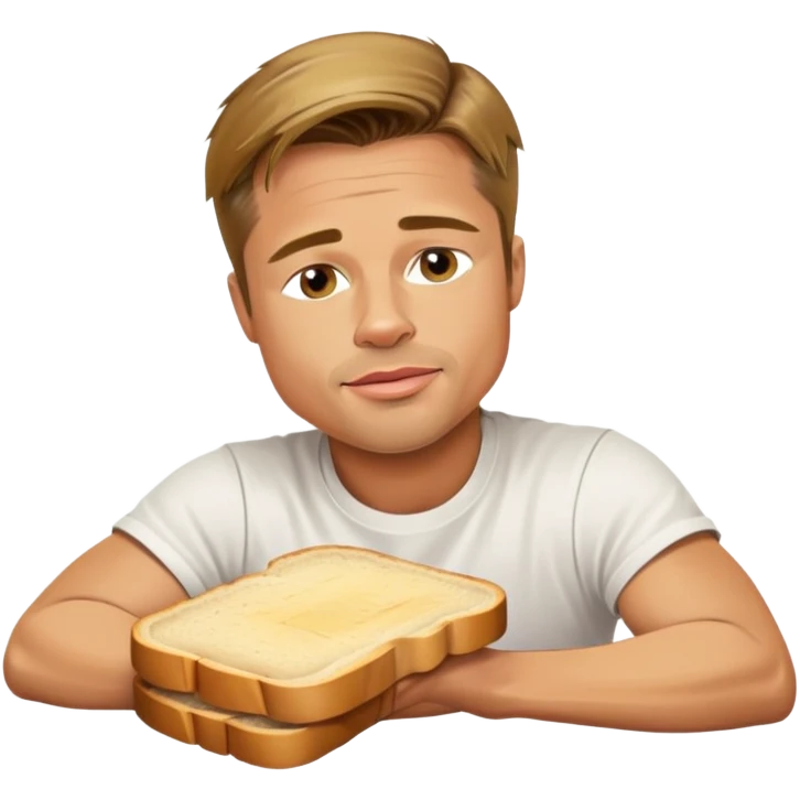 Brad Pitt lying on a slice of bread emoji