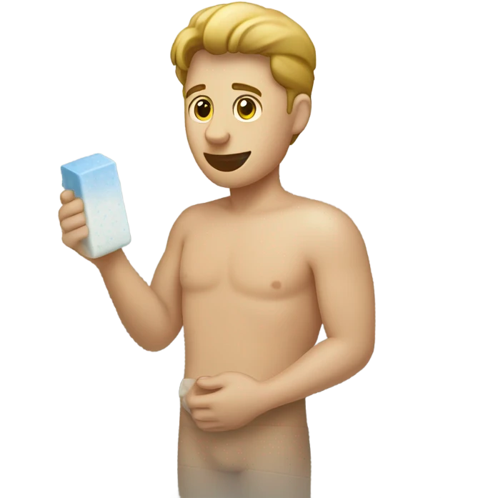 White man in the shower with a soap bar  emoji