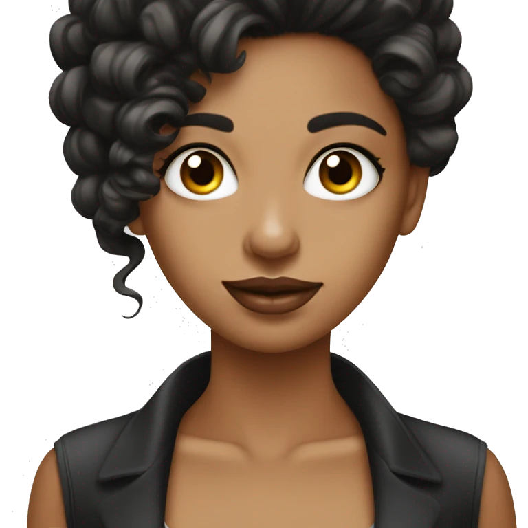 Mujer manicurista cabello negro ojos marrones piel blanca emoji