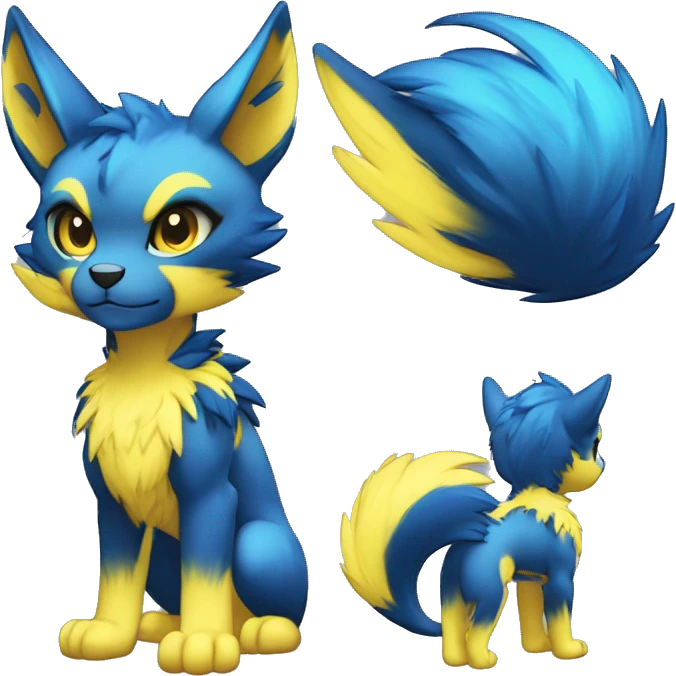 Anthro-Edgy-Cool-Blue-Yellow-Contrast-Colors-Fantasy-Fur-Sona-Chibi-Shiny-Fakémon-Hybrid full body emoji