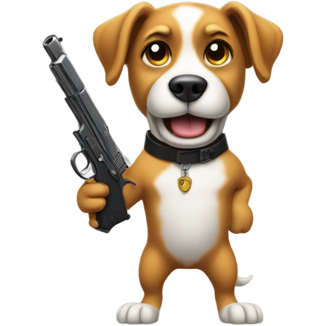 Dog shooting a gun emoji