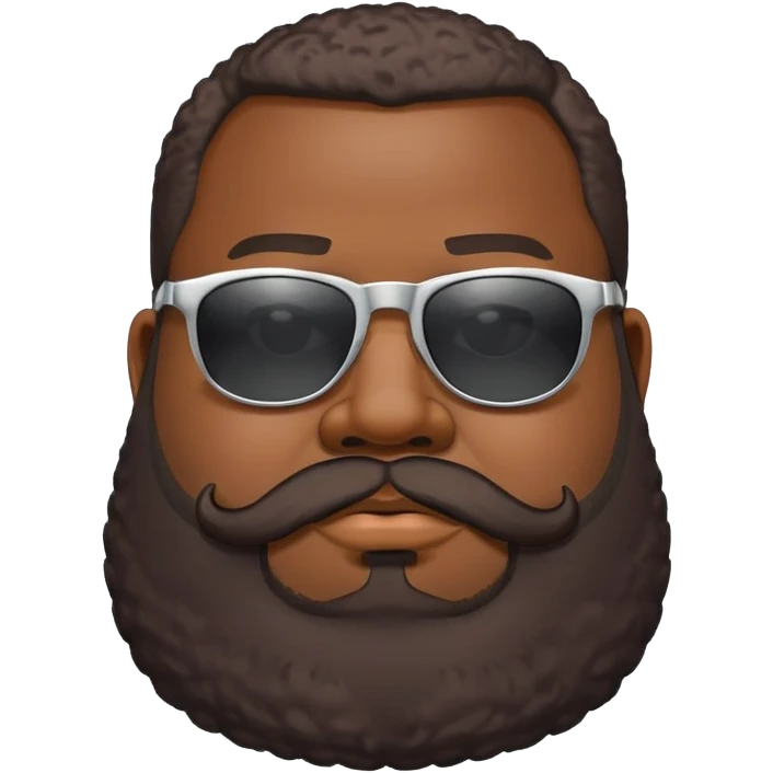Fat black guy with full beard and sunglasses emoji