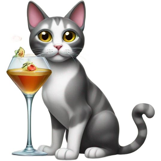 cat with martini glass in paw emoji