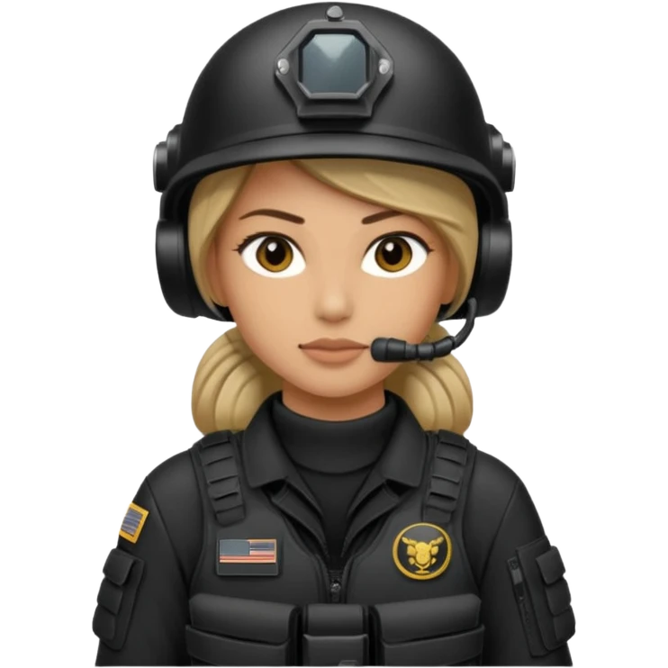 female special operations communications operator with combat gear in black emoji