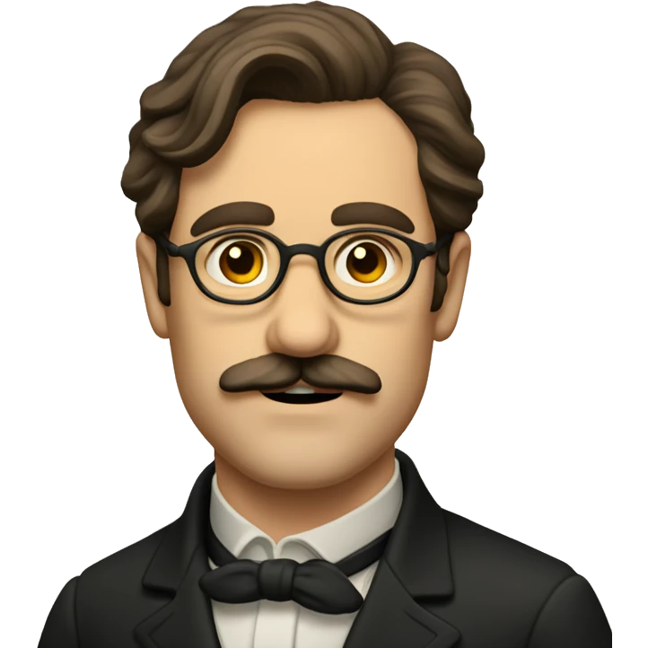 19th century man with glasses and brown hair and mustache  emoji