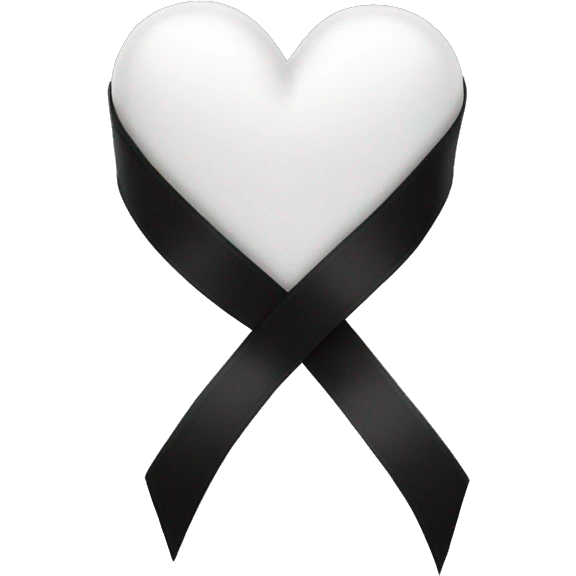 White heart black ribbon emoji