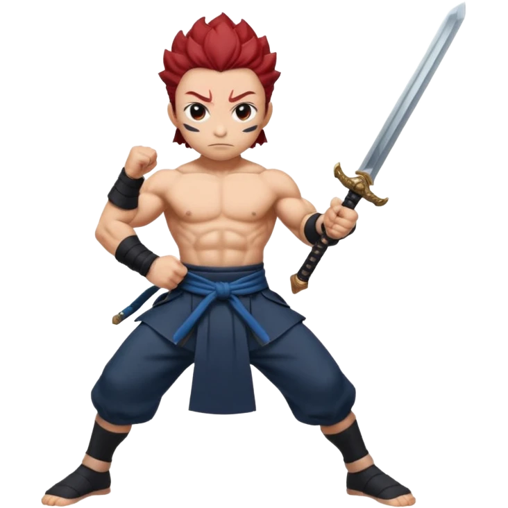 tangiro holding sword and a powerfull pose of standing emoji
