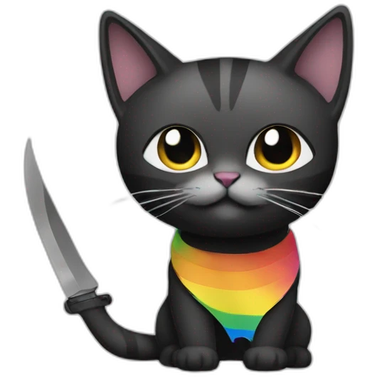 cat lgbt+ black knife emoji