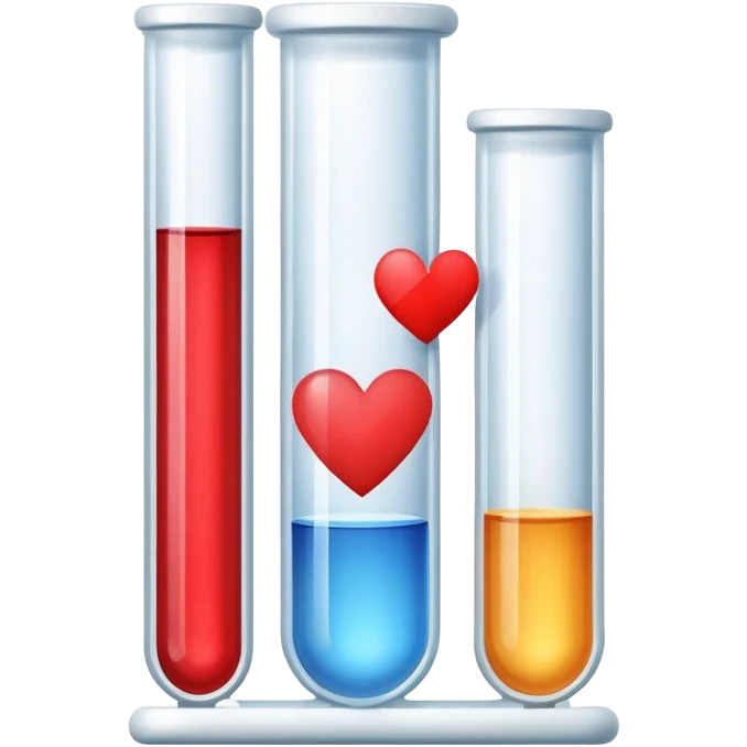A single symbol representing sexual health clinic with test tubes and subtle heart icon, medical symbol with red cross emoji