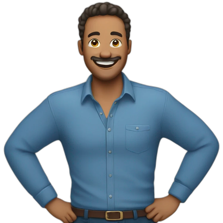 emoji of a man holding his stomach while laughing wearing full sleeve blue shirt emoji