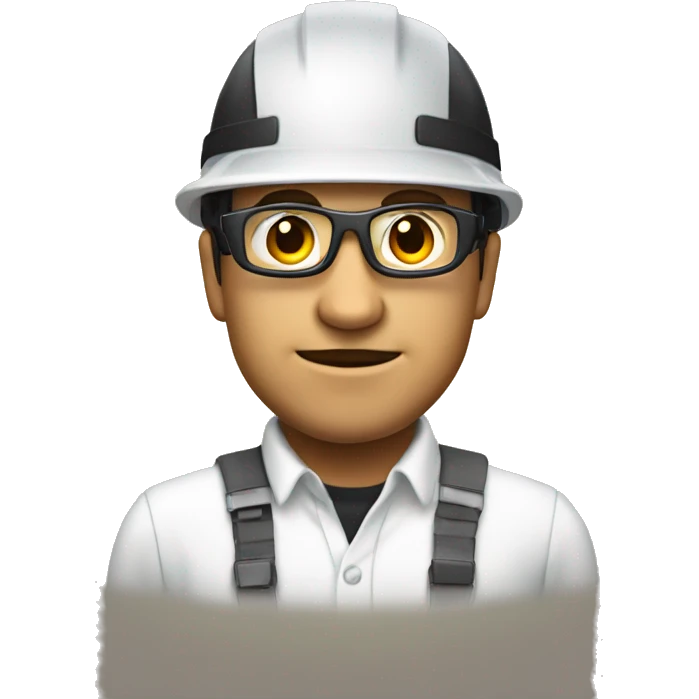 Ingeniero con cascos, lentes de seguridad, mexicano emoji