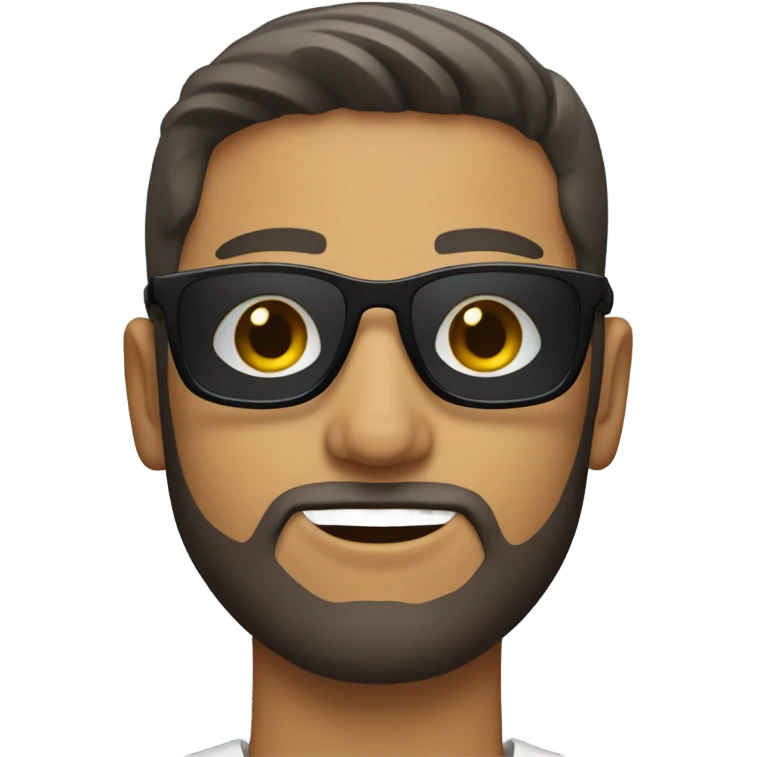 young white man + little beard + sunglasses emoji